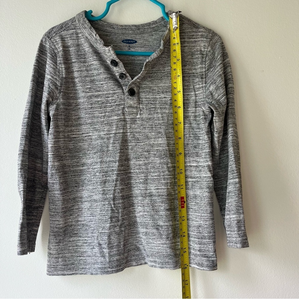 🌼 5/$20 Old Navy Boys Heather Gray Henley Long Sleeve Shirt Size 4T Cotton Blend - Picture 8 of 8